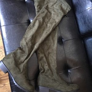 Olive Green Knee Boots